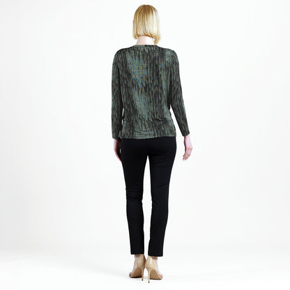 Crinkle Pleat - Blouson Overlay Side Tie Detail Top - Water Ripple-Olive - Final Sale! | Clara Sunwoo