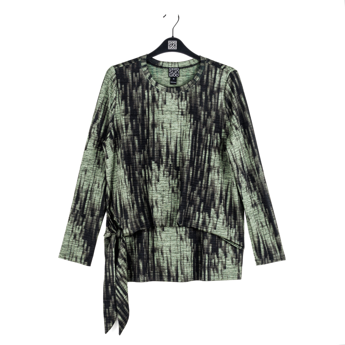 Crinkle Pleat - Blouson Overlay Side Tie Detail Top - Water Ripple-Olive - Final Sale! | Clara Sunwoo