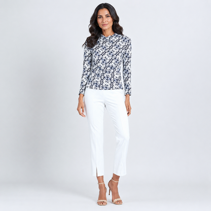 Textured Draped Neck Side Ruched Top - Circle Emblem - Final Sale! | Clara Sunwoo