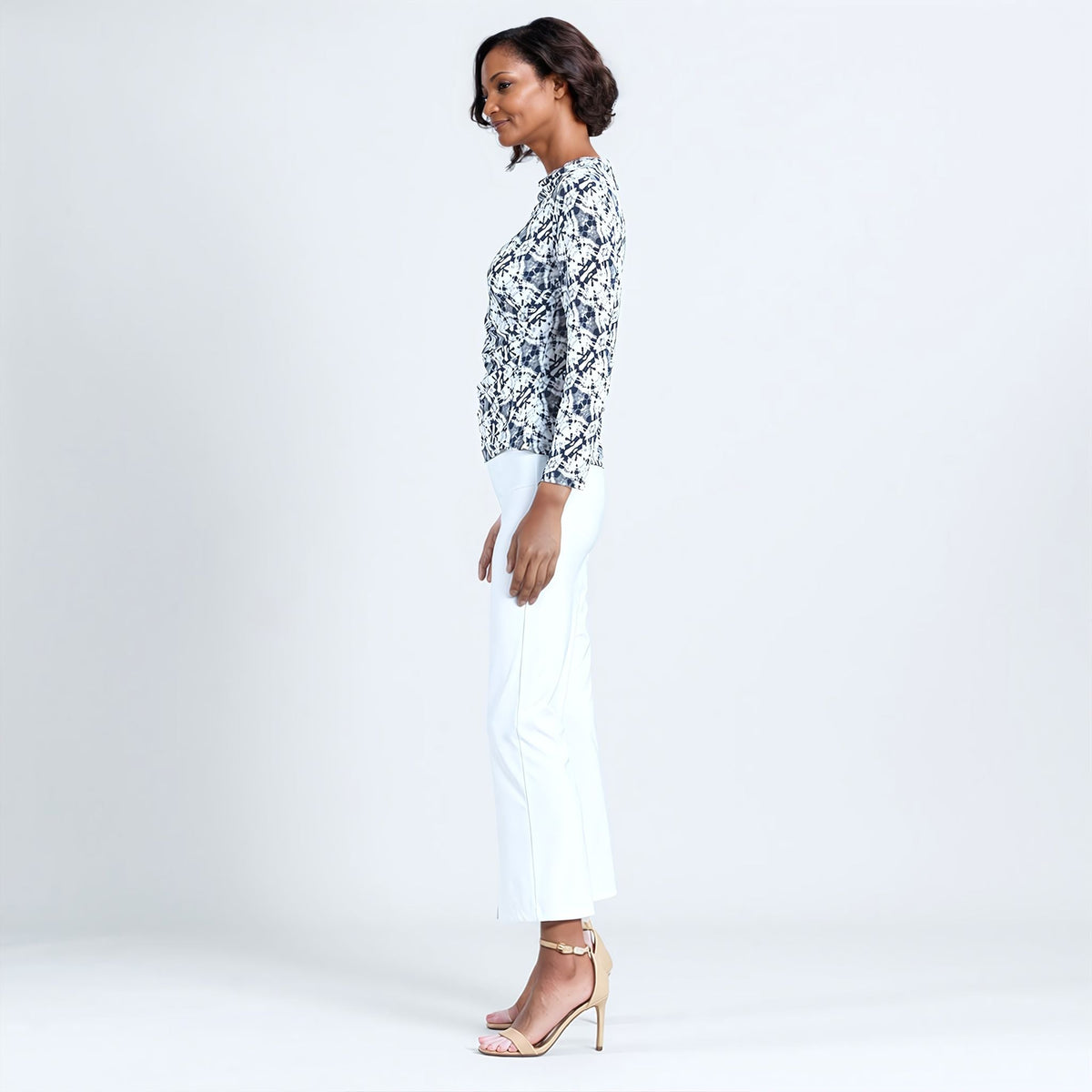Textured Draped Neck Side Ruched Top - Circle Emblem - Final Sale! | Clara Sunwoo