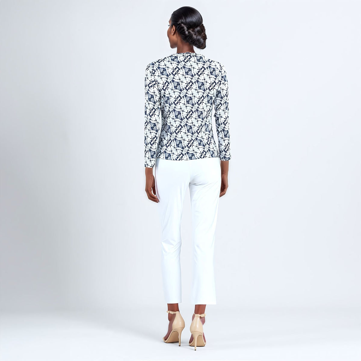 Textured Draped Neck Side Ruched Top - Circle Emblem - Final Sale! | Clara Sunwoo