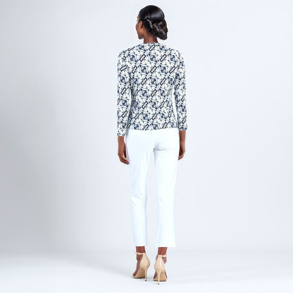 Textured Draped Neck Side Ruched Top - Circle Emblem - Final Sale! | Clara Sunwoo