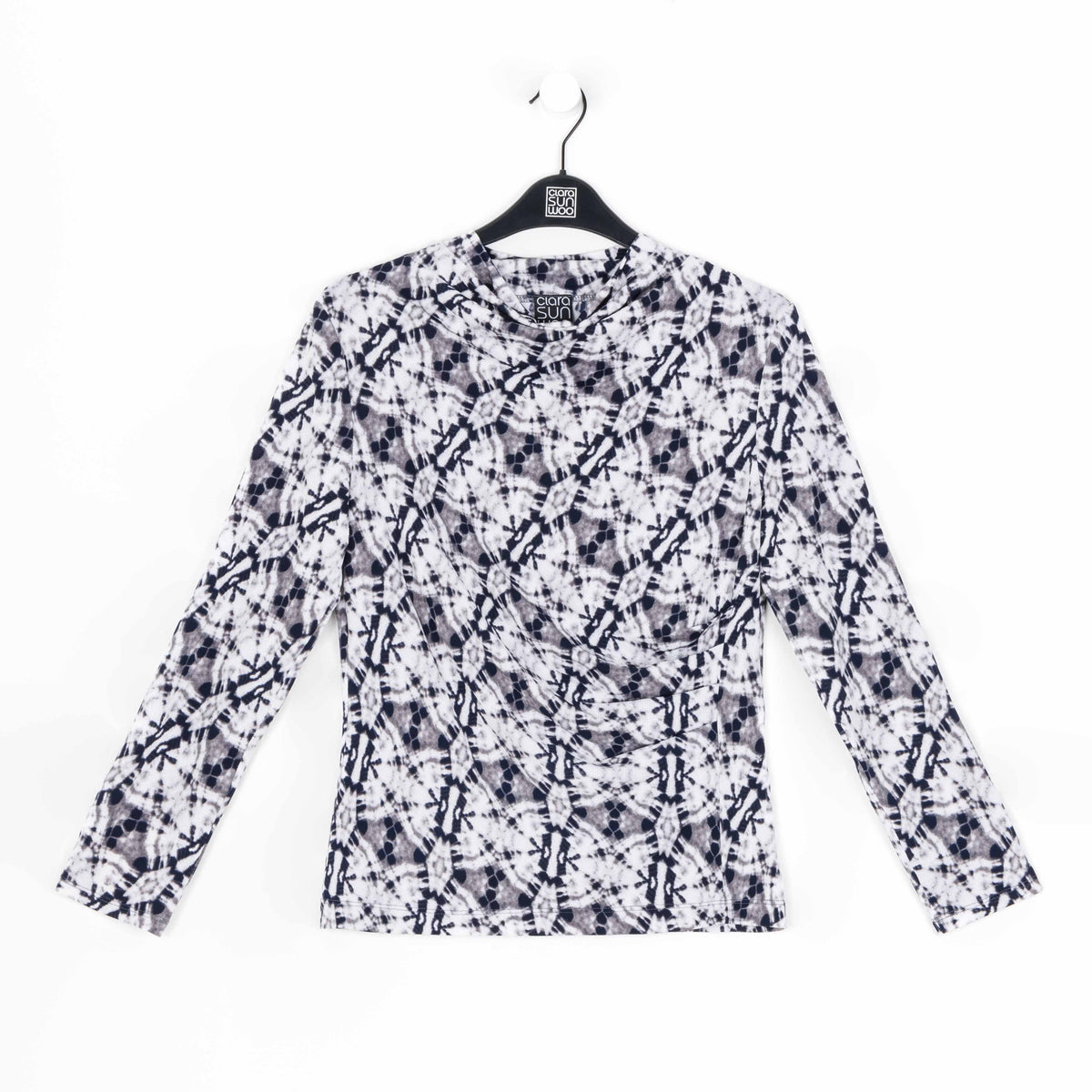 Textured Draped Neck Side Ruched Top - Circle Emblem - Final Sale! | Clara Sunwoo