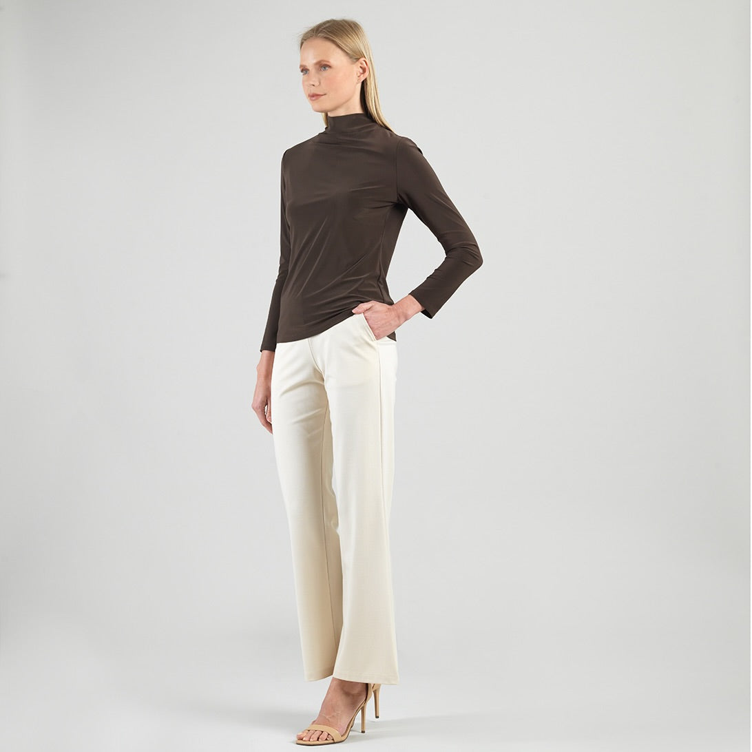 Mock Funnel Neck Top - Brown | Clara Sunwoo