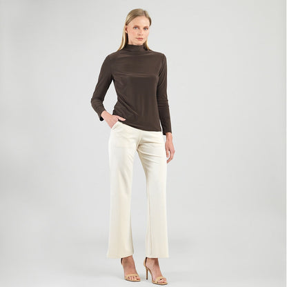 Mock Funnel Neck Top - Brown | Clara Sunwoo