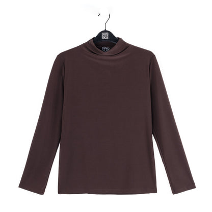 Mock Funnel Neck Top - Brown | Clara Sunwoo