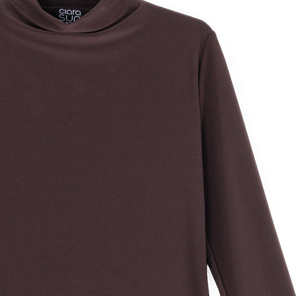 Mock Funnel Neck Top - Brown | Clara Sunwoo
