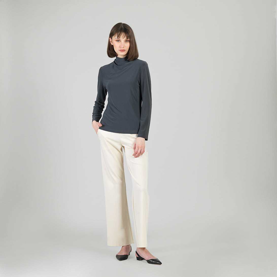 Mock Funnel Neck Top - Charcoal | Clara Sunwoo