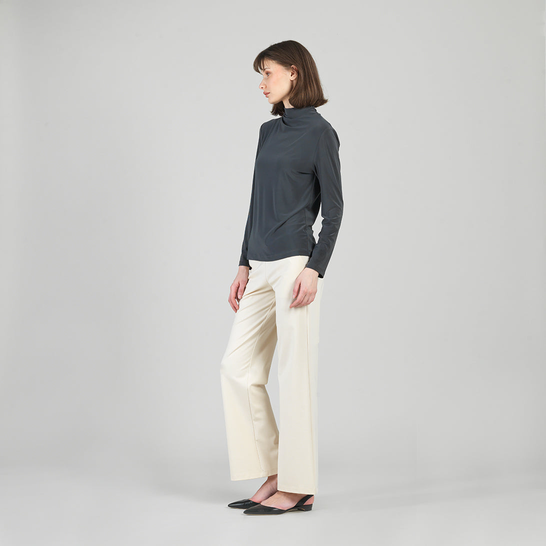 Mock Funnel Neck Top - Charcoal | Clara Sunwoo