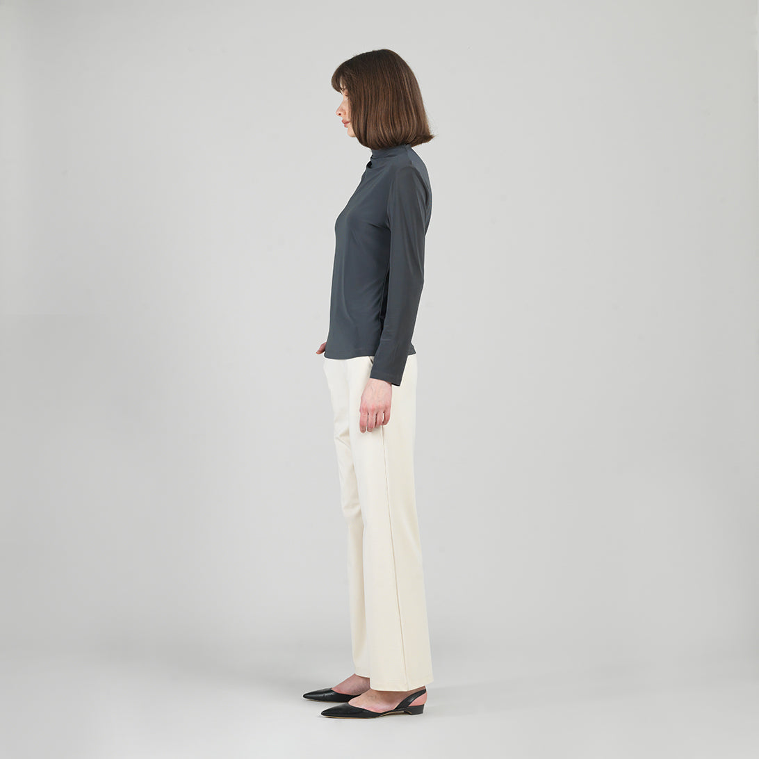 Mock Funnel Neck Top - Charcoal | Clara Sunwoo