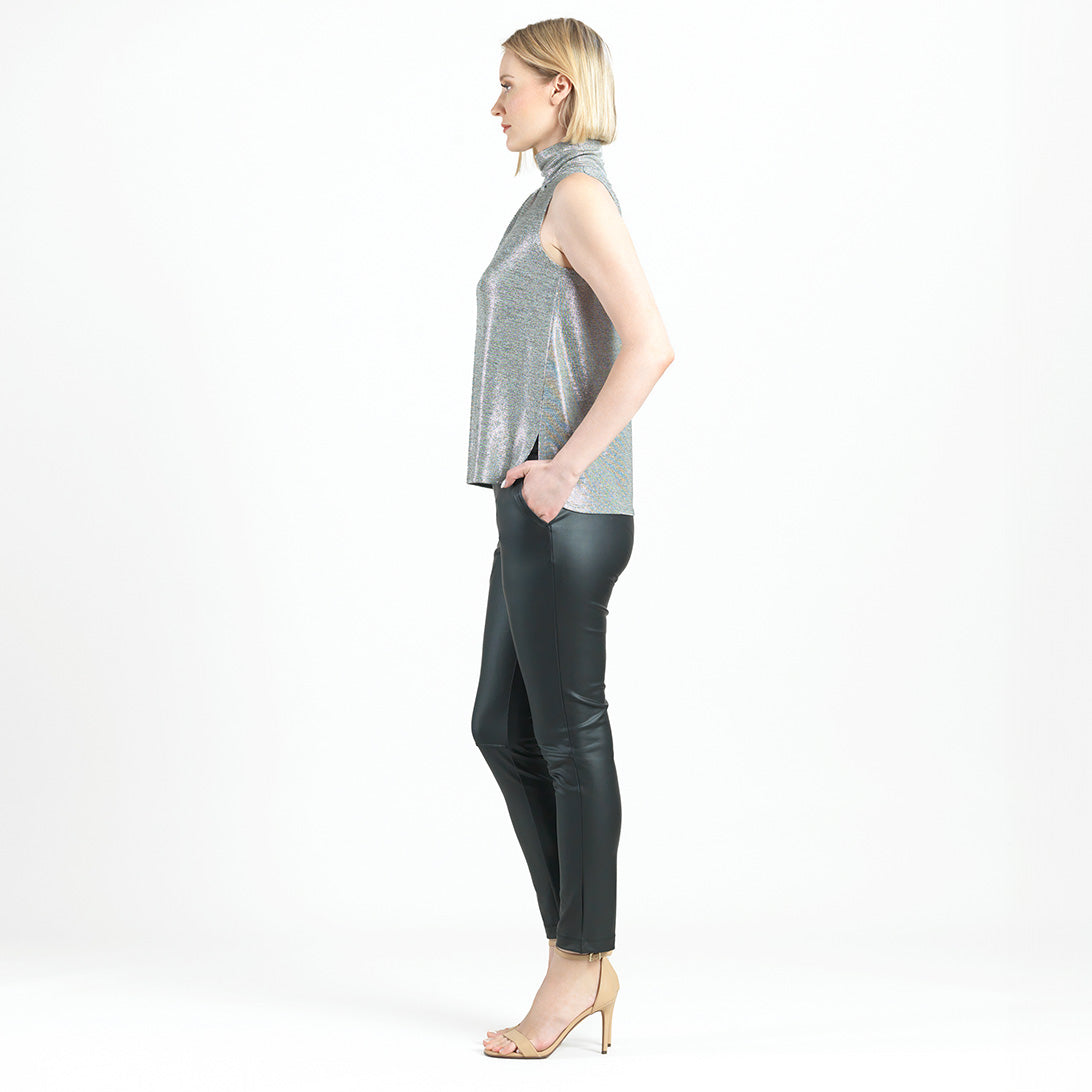 Glimmer Lamé - Sleeveless Pleated Detail Tank - Silver - Final Sale! | Clara Sunwoo