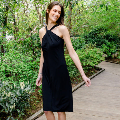 Grecian Halter Midi Sheath Dress - Black - Final Sale! | Clara Sunwoo