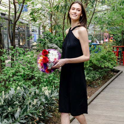 Grecian Halter Midi Sheath Dress - Black - Final Sale! | Clara Sunwoo