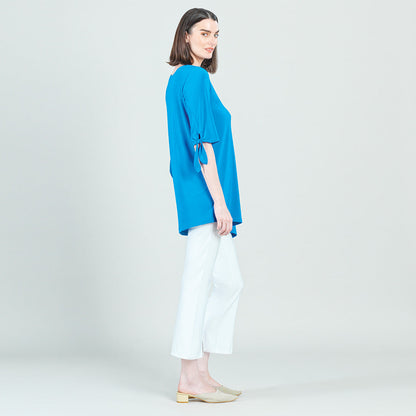 Tie Cuff Asymmetrical Vent Tunic - Brilliant Blue - Final Sale | Clara Sunwoo