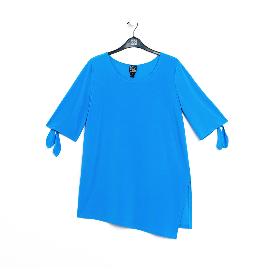 Tie Cuff Asymmetrical Vent Tunic - Brilliant Blue - Final Sale | Clara Sunwoo