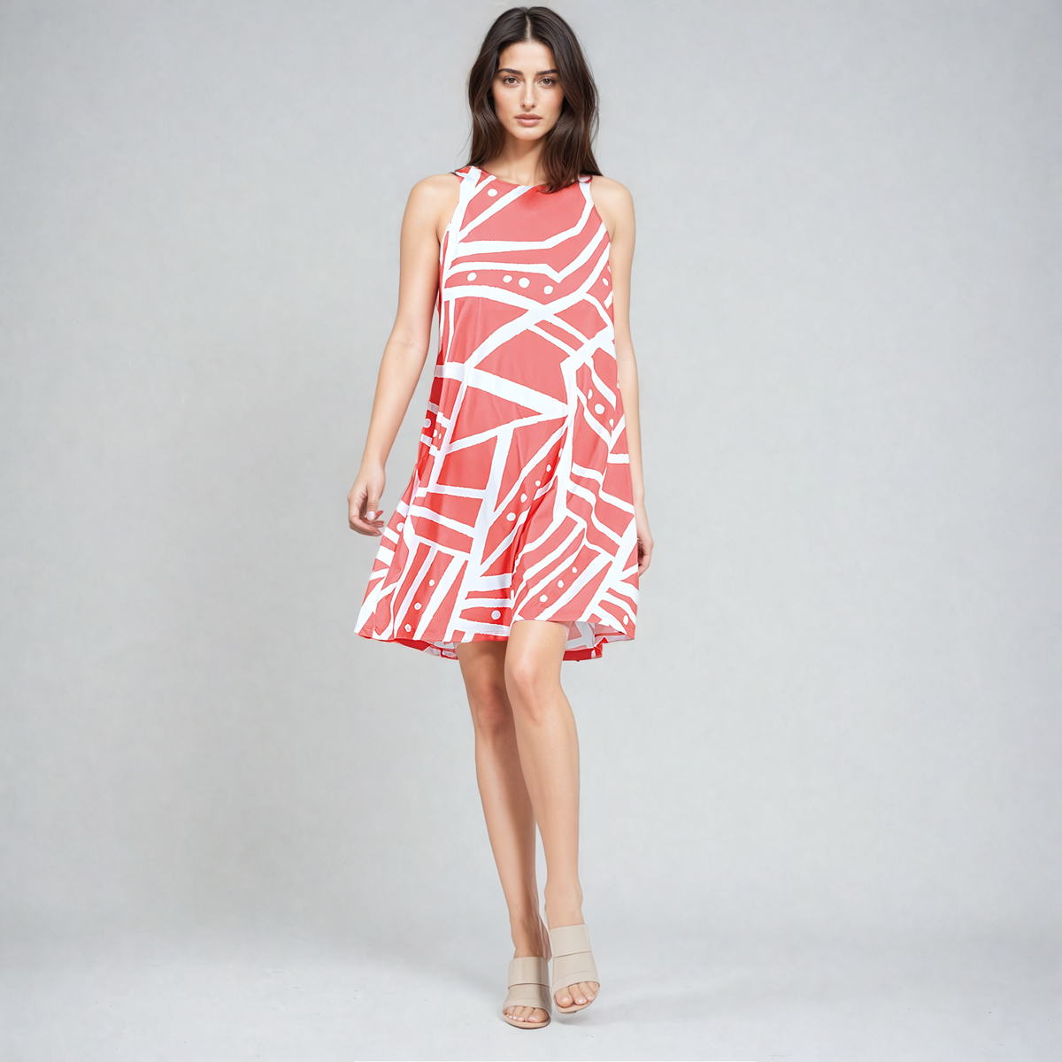 Jewel Neck Swing Dress - Stripes+Dots - Final Sale! | Clara Sunwoo