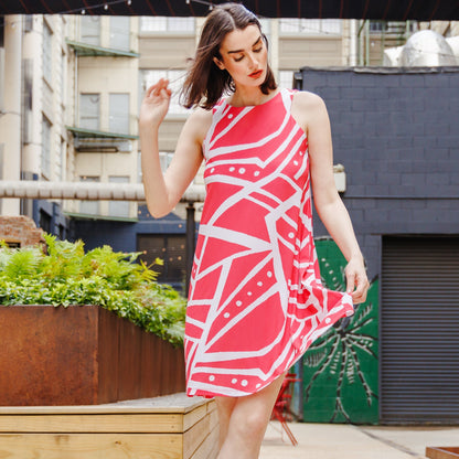 Jewel Neck Swing Dress - Stripes+Dots - Final Sale! | Clara Sunwoo