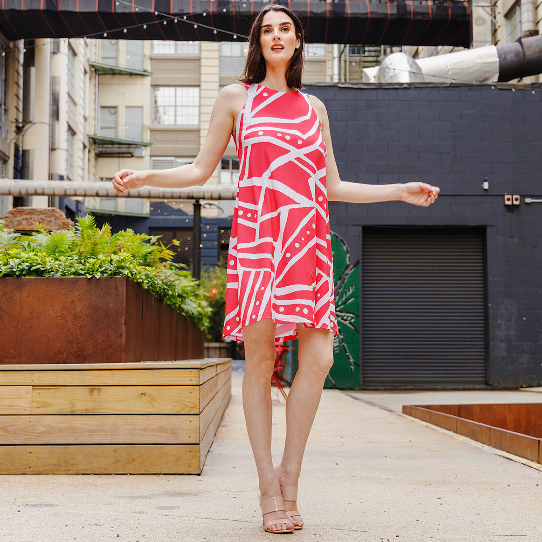 Jewel Neck Swing Dress - Stripes+Dots - Final Sale! | Clara Sunwoo