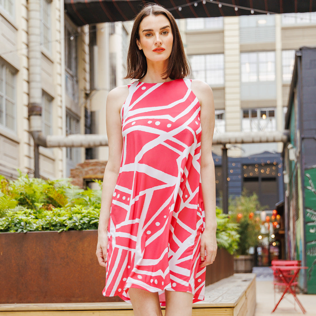 Jewel Neck Swing Dress - Stripes+Dots - Final Sale! | Clara Sunwoo