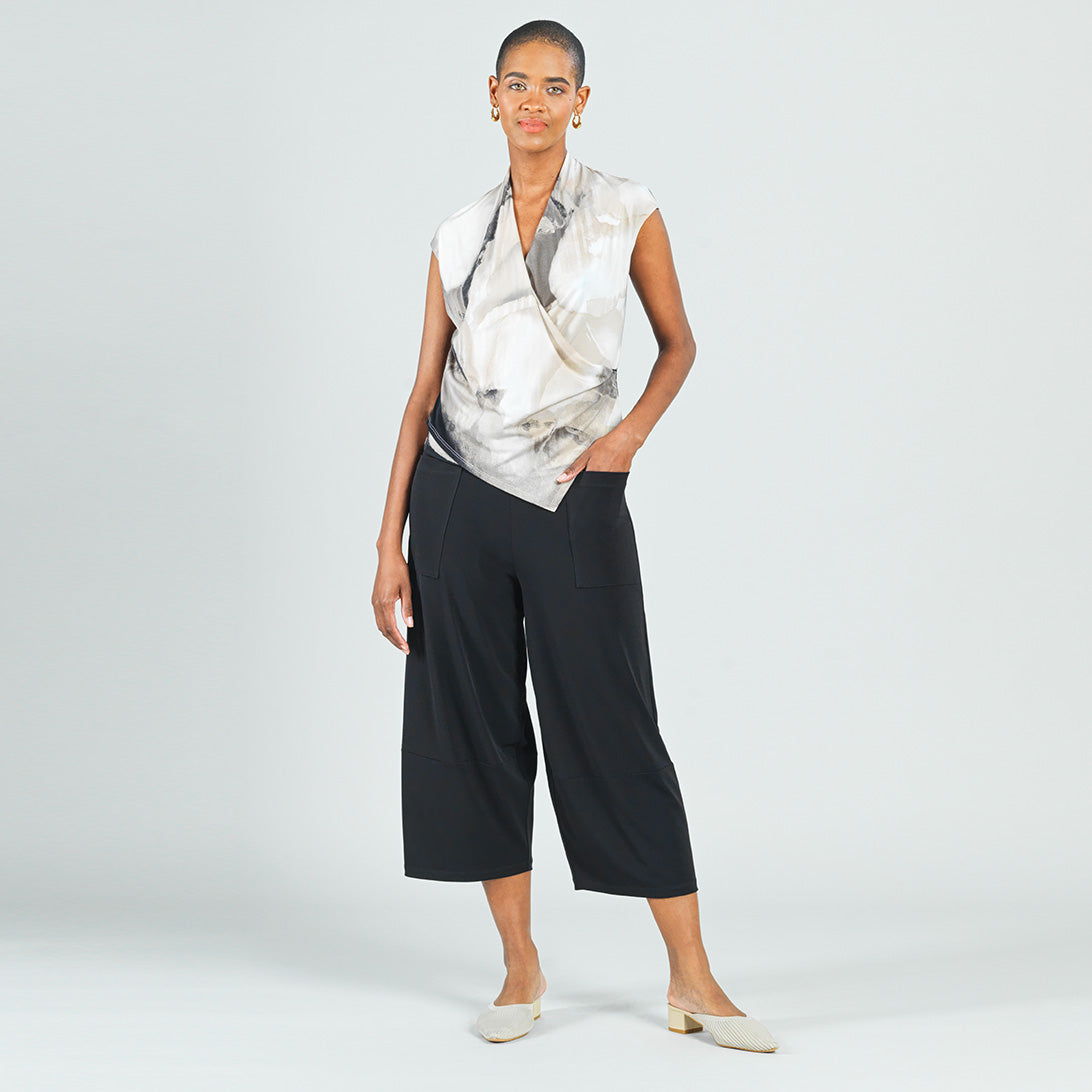 Crossover Faux Wrap Top - Watercolor - Final Sale | Clara Sunwoo