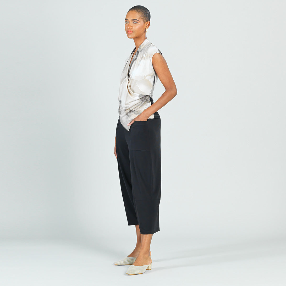 Crossover Faux Wrap Top - Watercolor - Final Sale | Clara Sunwoo