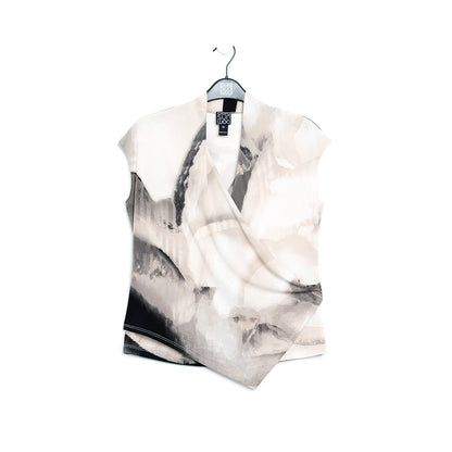 Crossover Faux Wrap Top - Watercolor - Final Sale | Clara Sunwoo