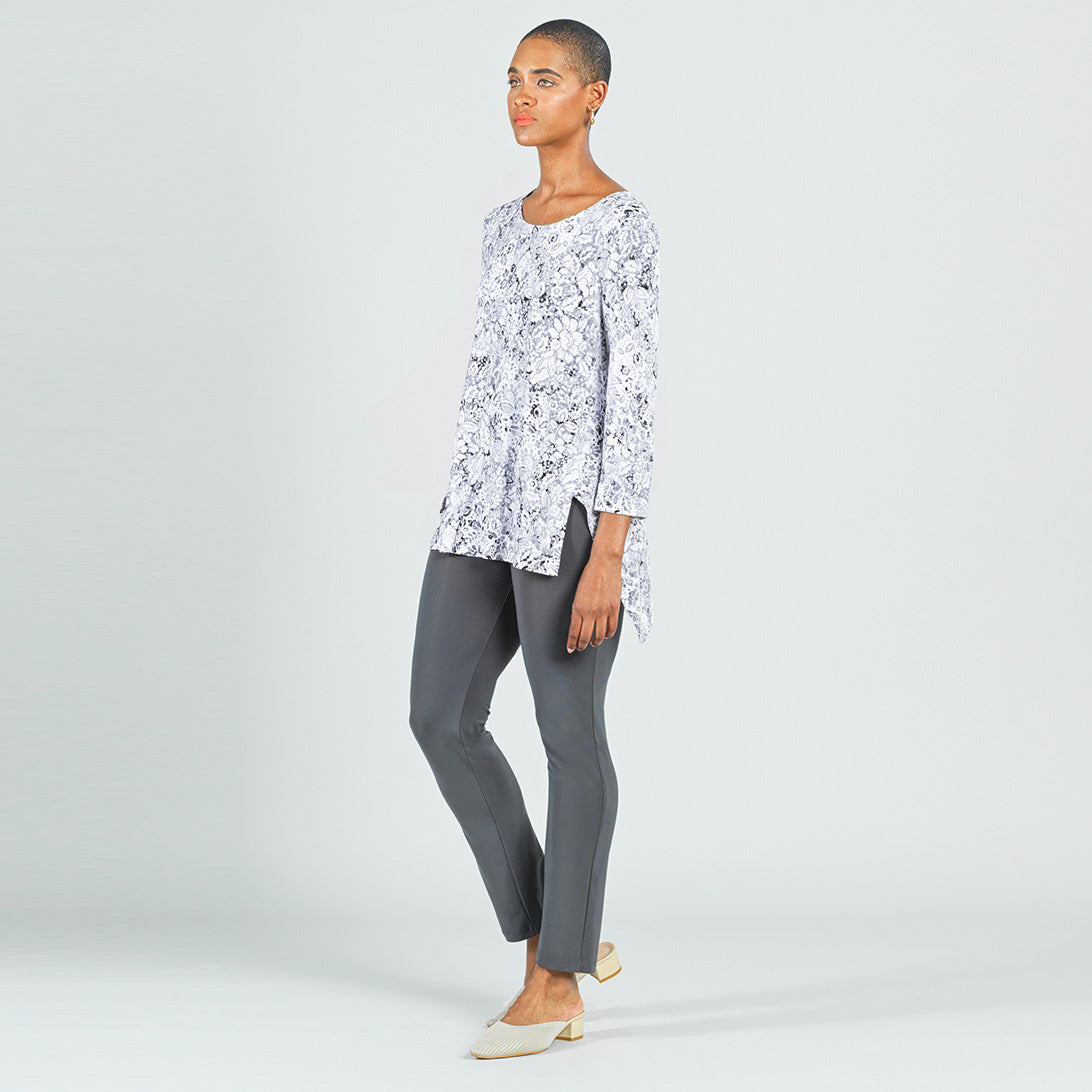 Textured Parachute Hem Tunic - Floral Rain-Grey - Final Sale! | Clara Sunwoo