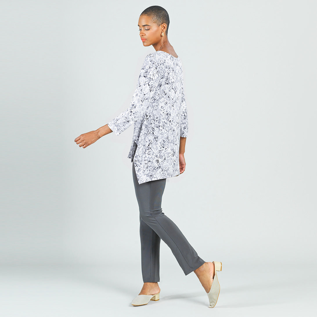 Textured Parachute Hem Tunic - Floral Rain-Grey - Final Sale! | Clara Sunwoo