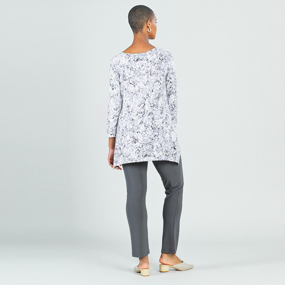 Textured Parachute Hem Tunic - Floral Rain-Grey - Final Sale! | Clara Sunwoo