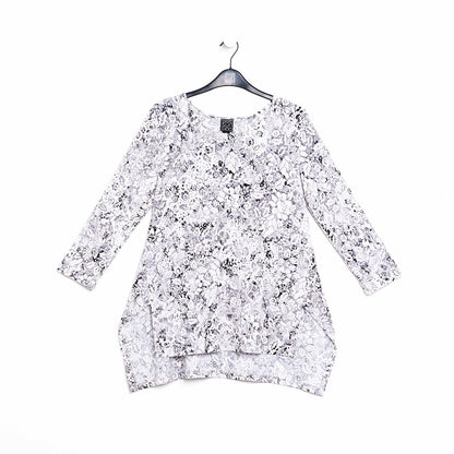 Textured Parachute Hem Tunic - Floral Rain-Grey - Final Sale! | Clara Sunwoo