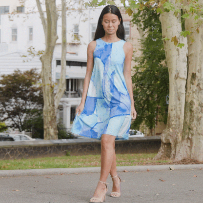Jewel Neck Swing Dress - Water Splash - Final Sale! | Clara Sunwoo