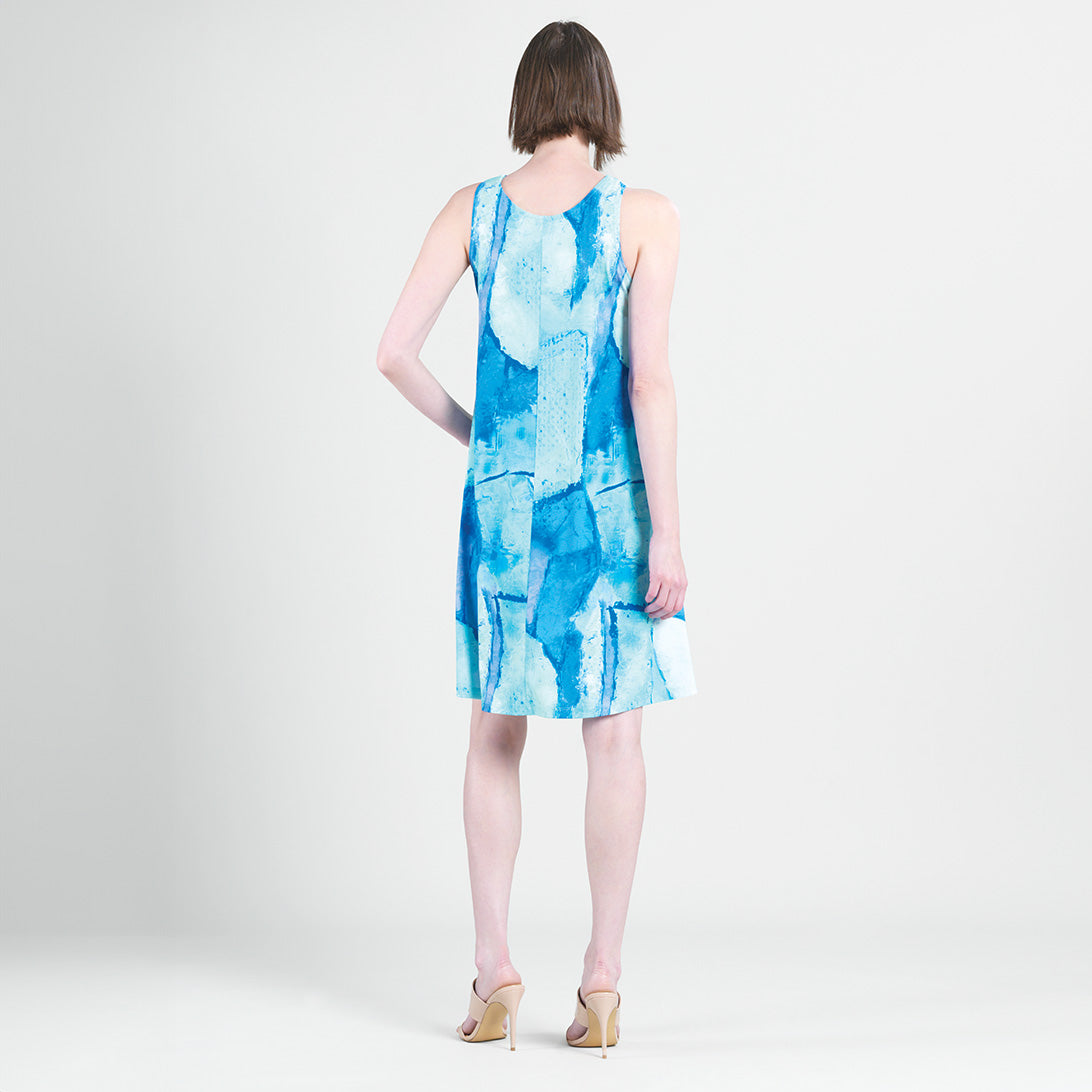 Jewel Neck Swing Dress - Water Splash - Final Sale! | Clara Sunwoo