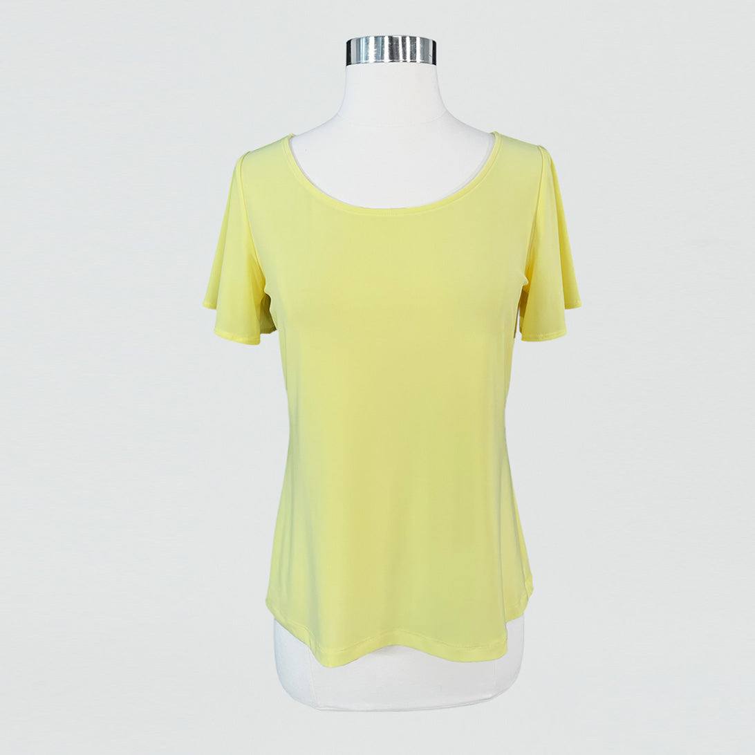 Back Keyhole Flounce Sleeve Top - Yellow - Final Sale! | Clara Sunwoo