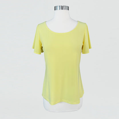 Back Keyhole Flounce Sleeve Top - Yellow - Final Sale! | Clara Sunwoo