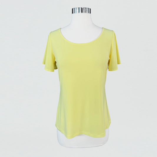 Back Keyhole Flounce Sleeve Top - Yellow - Final Sale! | Clara Sunwoo
