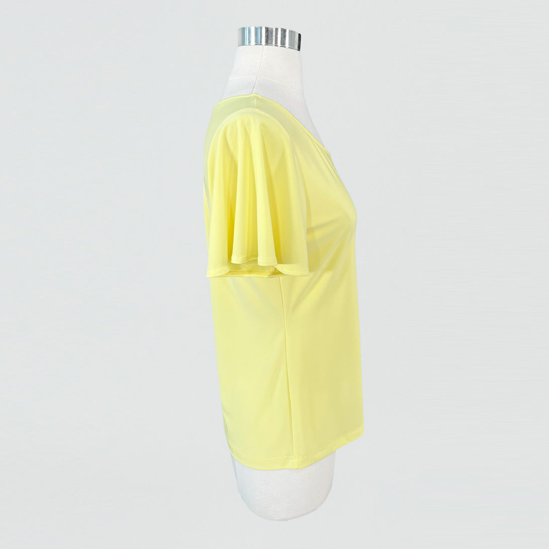 Back Keyhole Flounce Sleeve Top - Yellow - Final Sale! | Clara Sunwoo