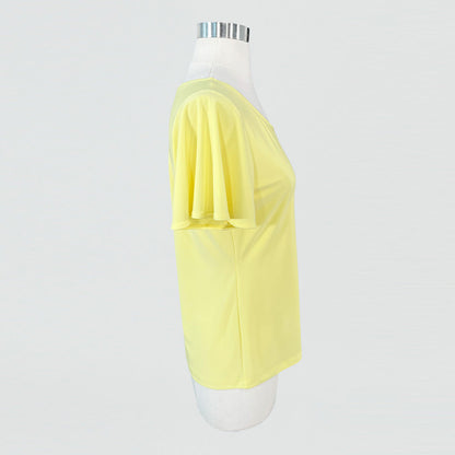 Back Keyhole Flounce Sleeve Top - Yellow - Final Sale! | Clara Sunwoo
