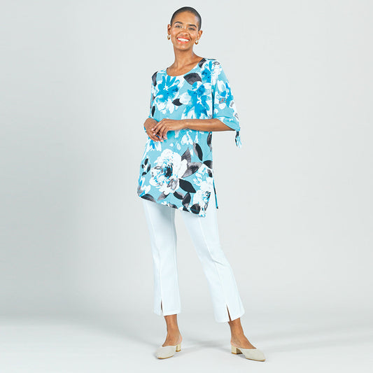 Tie Cuff Asymmetrical Vent Tunic - Floral Petal - Final Sale | Clara Sunwoo