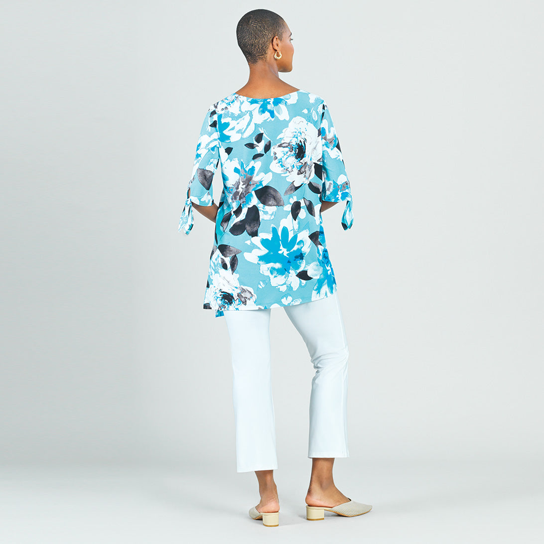 Tie Cuff Asymmetrical Vent Tunic - Floral Petal - Final Sale | Clara Sunwoo