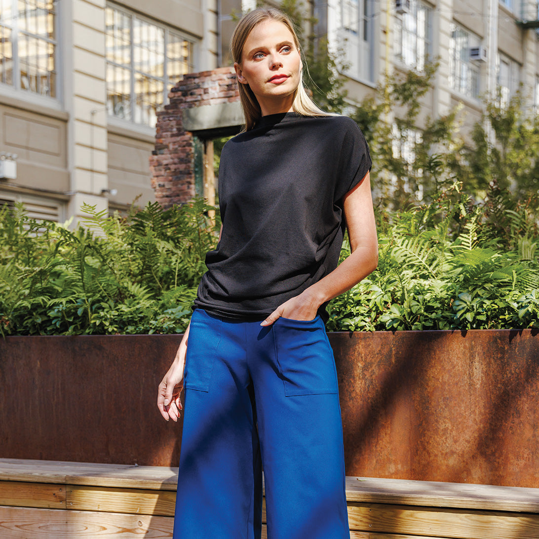 Modal Cotton - Funnel Neck Side Cinched Top - Black - Final Sale! | Clara Sunwoo