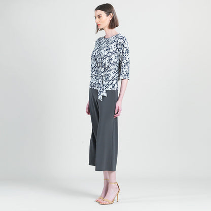 Textured Side Tie Top - Circle Emblem - Final Sale! | Clara Sunwoo