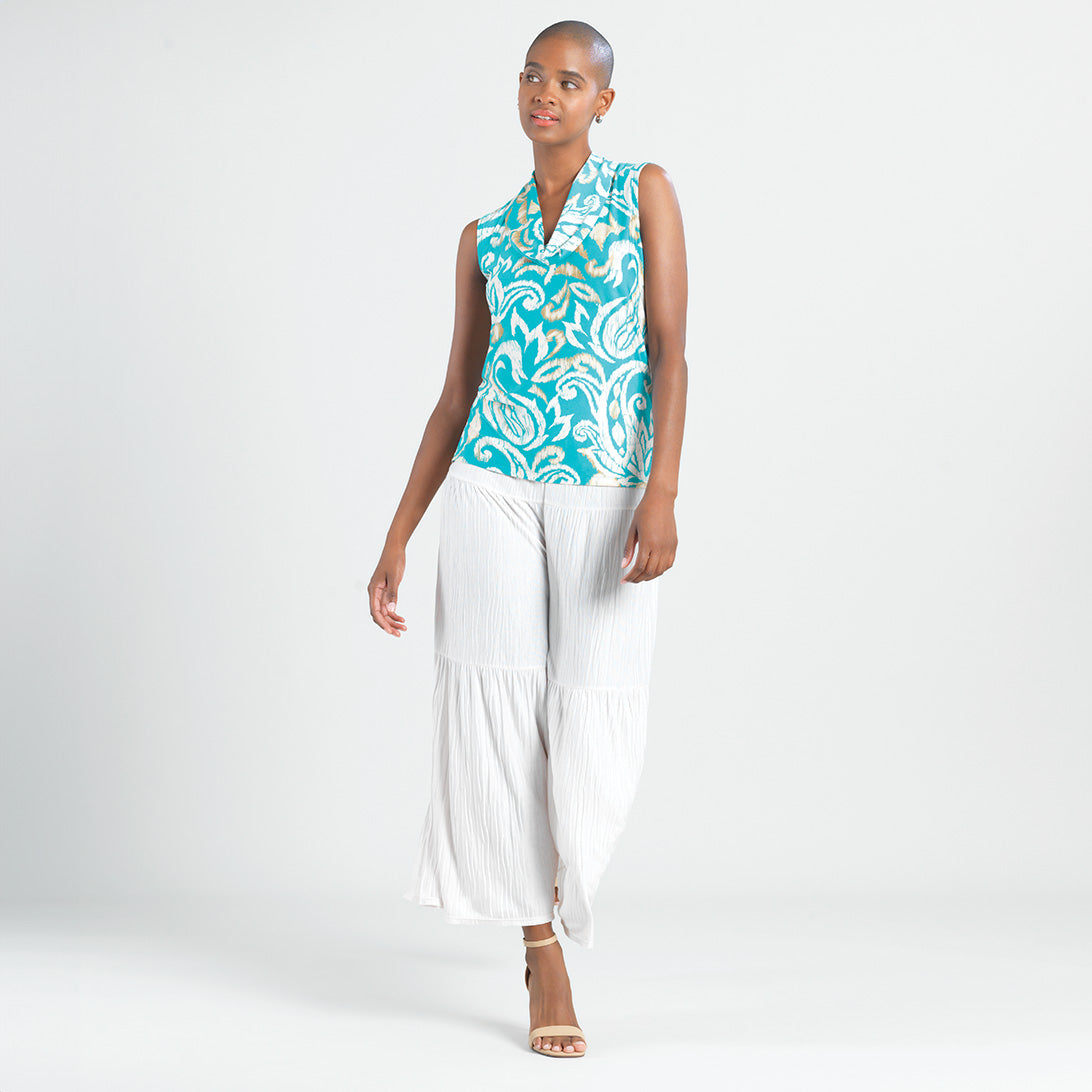 Butter Knit - Sleeveless Draped Cowl Neck Top - Paisley Lotus - Final Sale! | Clara Sunwoo