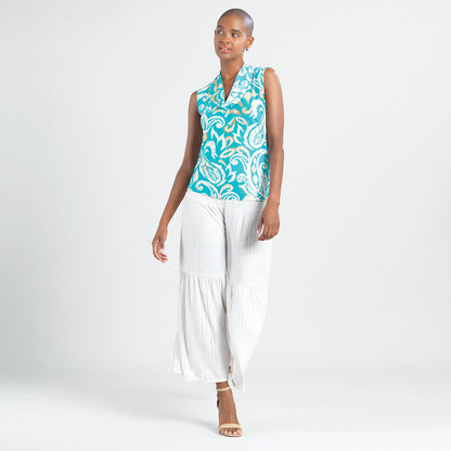 Butter Knit - Sleeveless Draped Cowl Neck Top - Paisley Lotus - Final Sale! | Clara Sunwoo