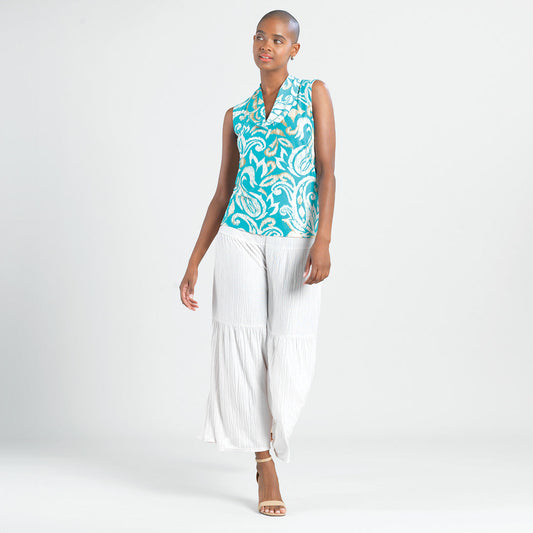 Butter Knit - Sleeveless Draped Cowl Neck Top - Paisley Lotus - Final Sale! | Clara Sunwoo