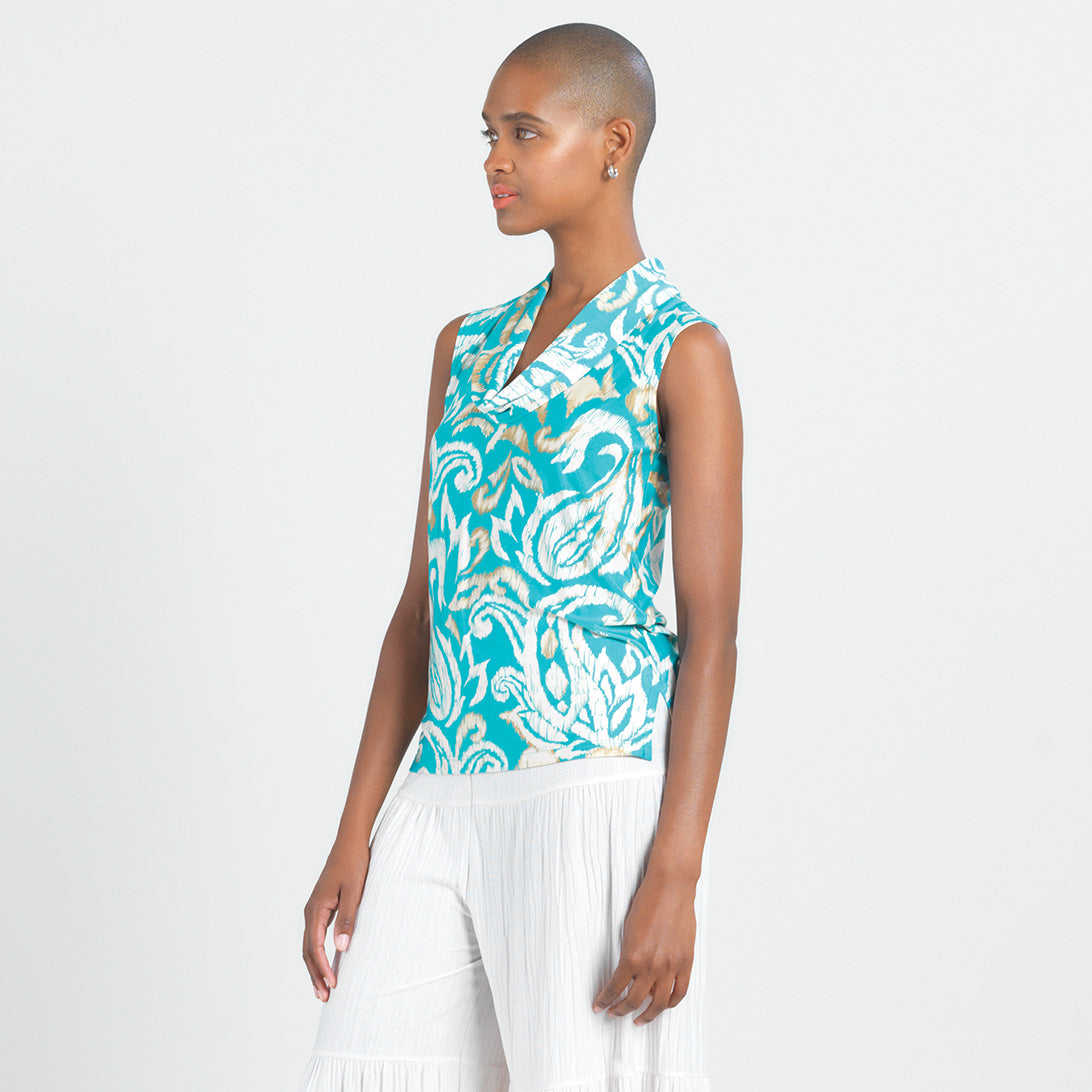 Butter Knit - Sleeveless Draped Cowl Neck Top - Paisley Lotus - Final Sale! | Clara Sunwoo