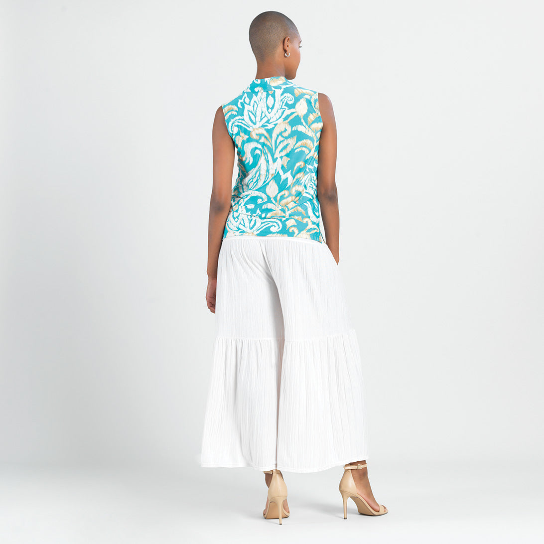 Butter Knit - Sleeveless Draped Cowl Neck Top - Paisley Lotus - Final Sale! | Clara Sunwoo