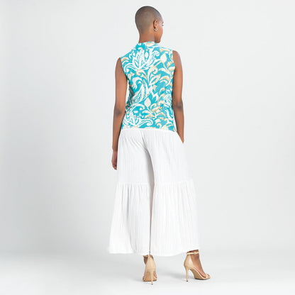 Butter Knit - Sleeveless Draped Cowl Neck Top - Paisley Lotus - Final Sale! | Clara Sunwoo