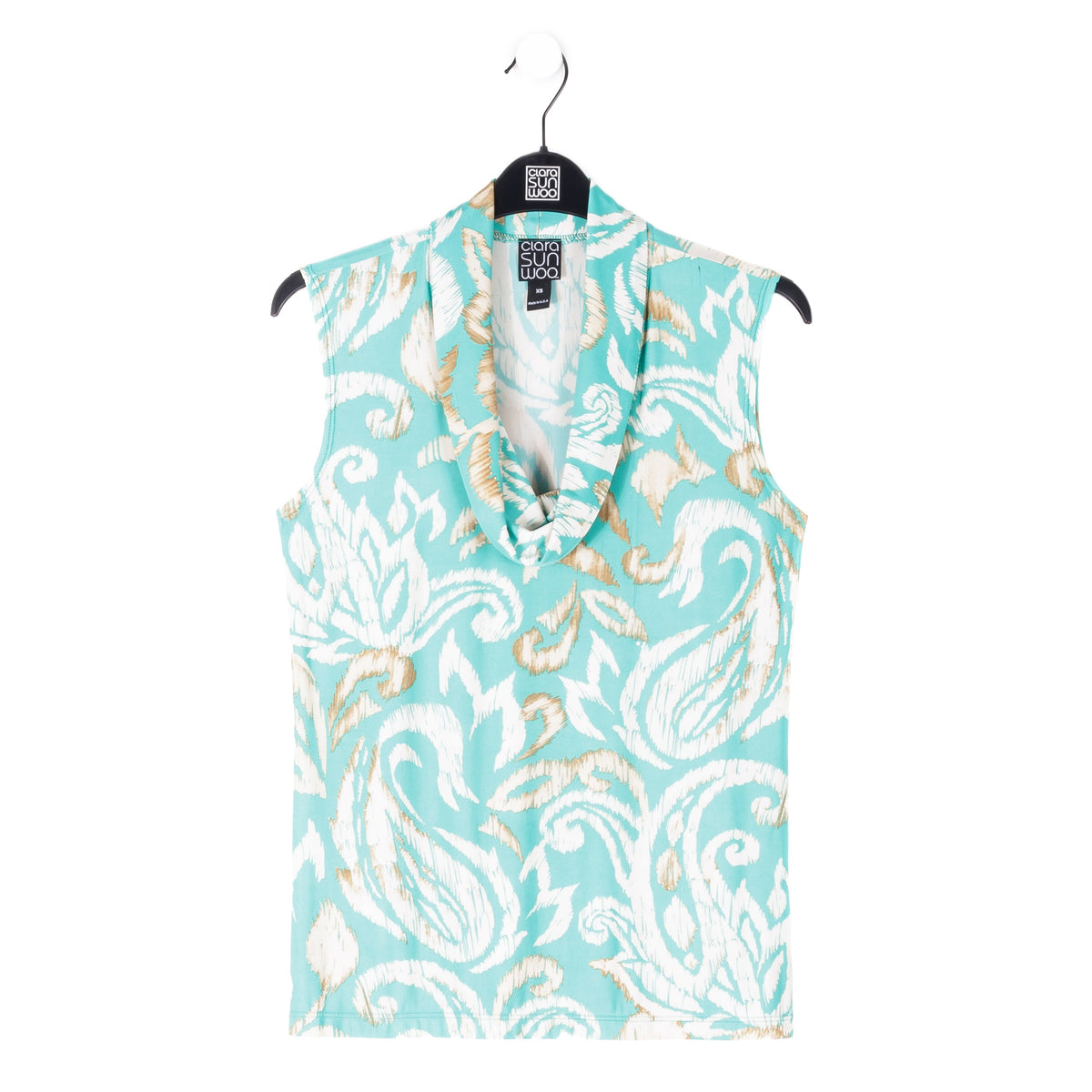 Butter Knit - Sleeveless Draped Cowl Neck Top - Paisley Lotus - Final Sale! | Clara Sunwoo