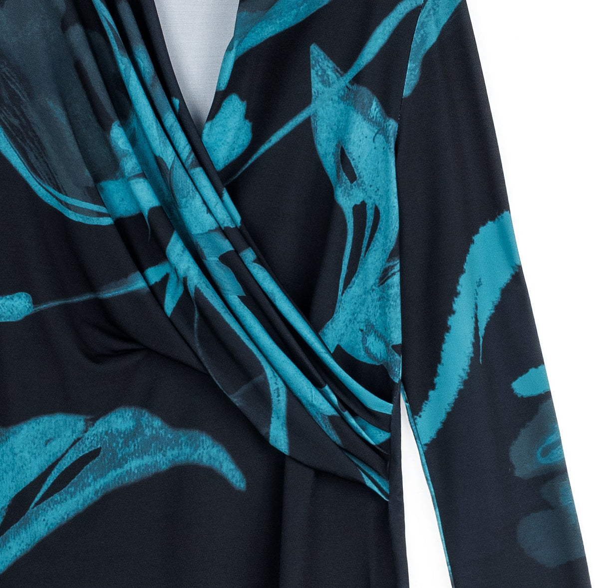 V-Neck Draped Pleat Top - Floral Eclipse - Final Sale | Clara Sunwoo