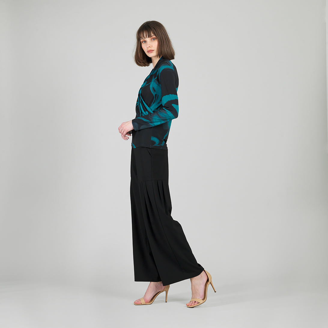 V-Neck Draped Pleat Top - Floral Eclipse - Final Sale | Clara Sunwoo